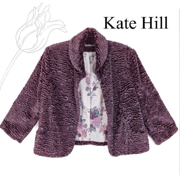 Kate Hill Jackets & Blazers - Kate Hill Dark Purple Fuzzy Texture Short Coat 10